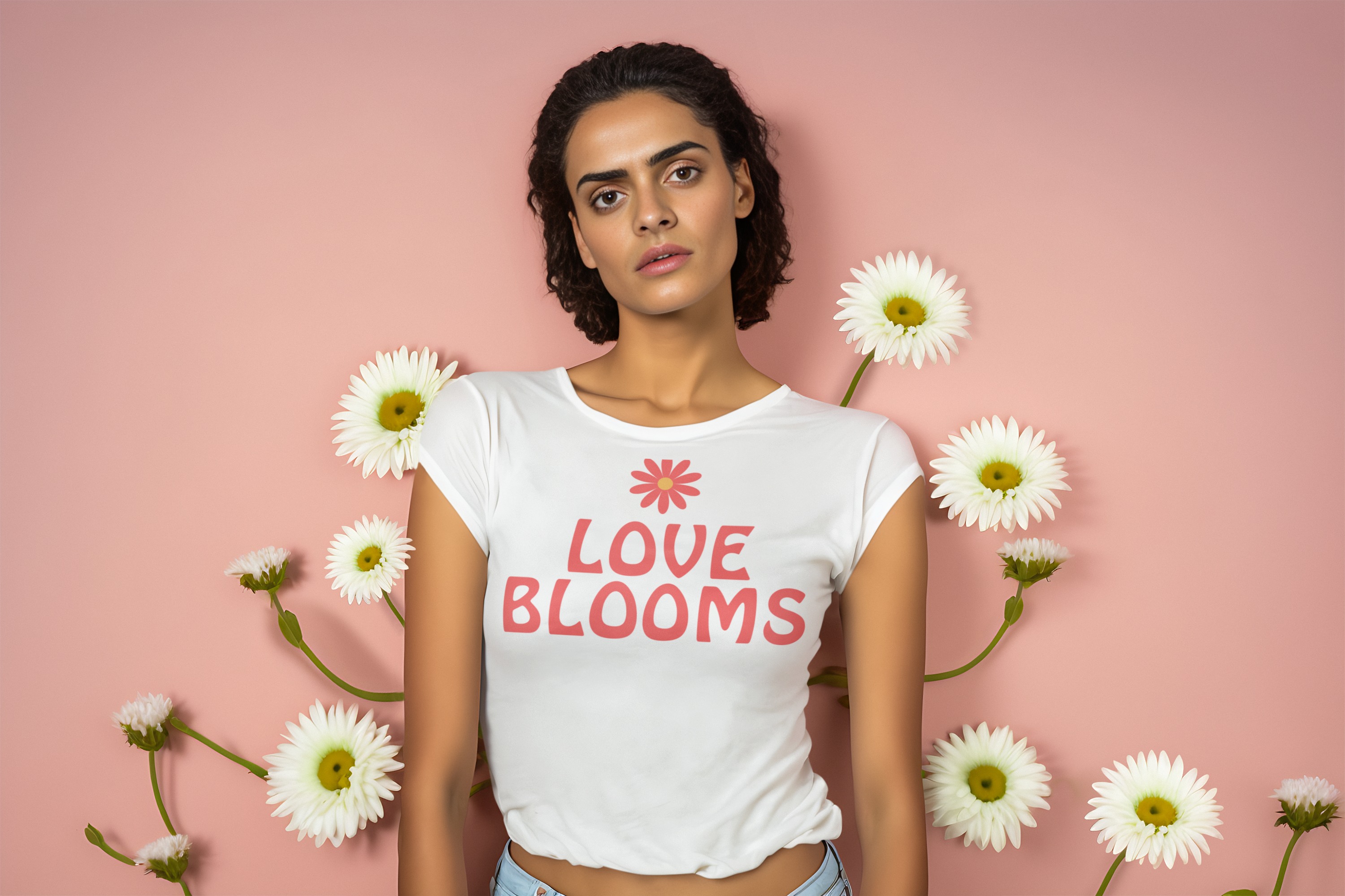 t-shirt-mockup-featuring-an-ai-generated-woman-posing-with-flowers-m33343